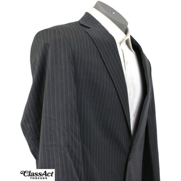 Hart Schaffner Marx Blazer Gray Striped Wool Sport Coat Suit Jacket 42R - Picture 3 of 8